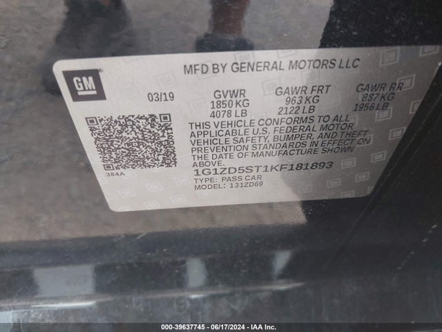 Chevrolet MALIBU LT 2019 1G1ZD5ST1KF181893 Image 9