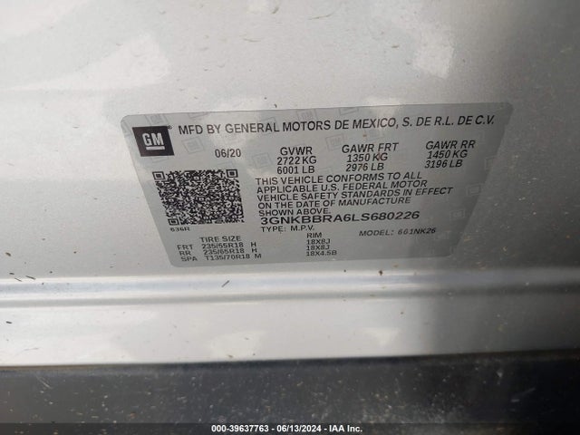 3GNKBBRA6LS680226 Chevrolet Blazer Fwd 1lt