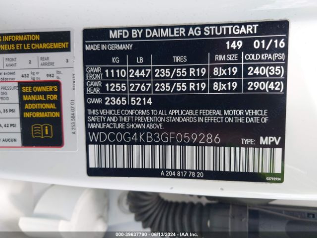 WDC0G4KB3GF059286 Mercedes-Benz Glc 300 4matic