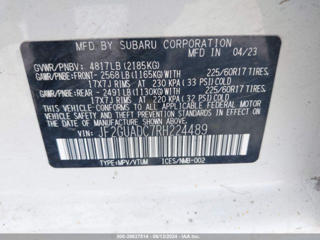 JF2GUADC7RH224489 Subaru Crosstrek Premium