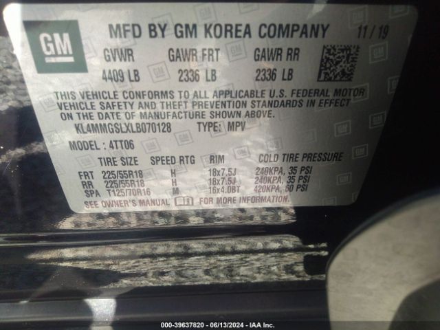 KL4MMGSLXLB070128 Buick Encore Gx Awd Essence