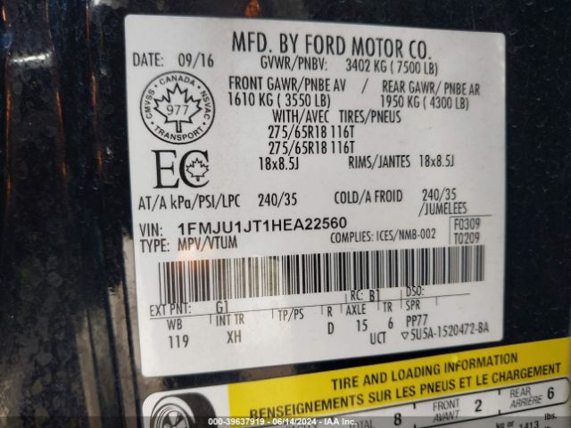 1FMJU1JT1HEA22560 Ford Expedition Xlt