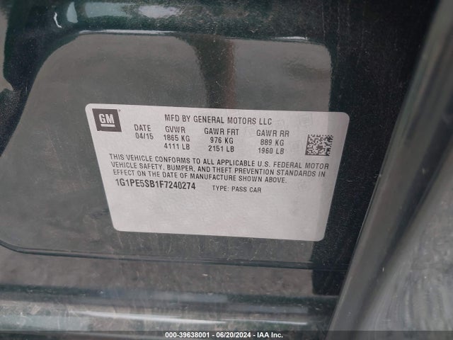 Chevrolet Cruze 2lt Auto 2015 1G1PE5SB1F7240274 Image 9