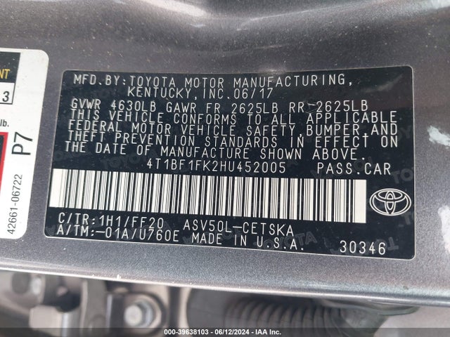 Toyota CAMRY SE 2017 4T1BF1FK2HU452005 Image 9
