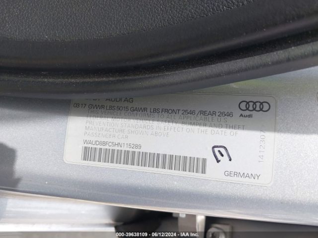 WAUD8BFC5HN115289 Audi A6 2.0t Premium