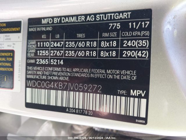 WDC0G4KB7JV059272 Mercedes-Benz Glc 300 4matic