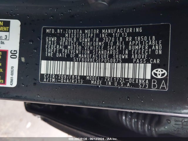 Toyota Corolla Le Plus 2014 5YFBURHE5EP050875 Image 9