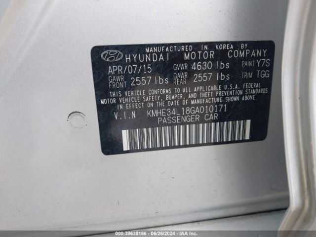 KMHE34L18GA010171 Hyundai Sonata Hybrid Limited