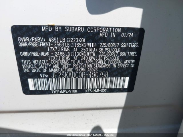 JF2SKADC0RH490758 Subaru Forester Premium