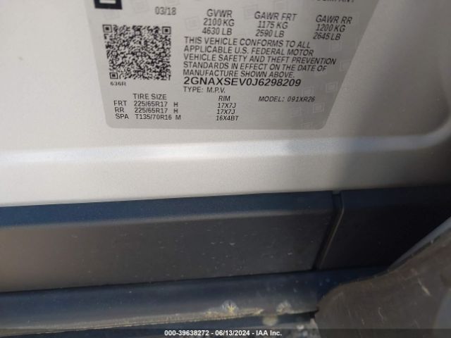 2GNAXSEV0J6298209 Chevrolet EQUINOX LT
