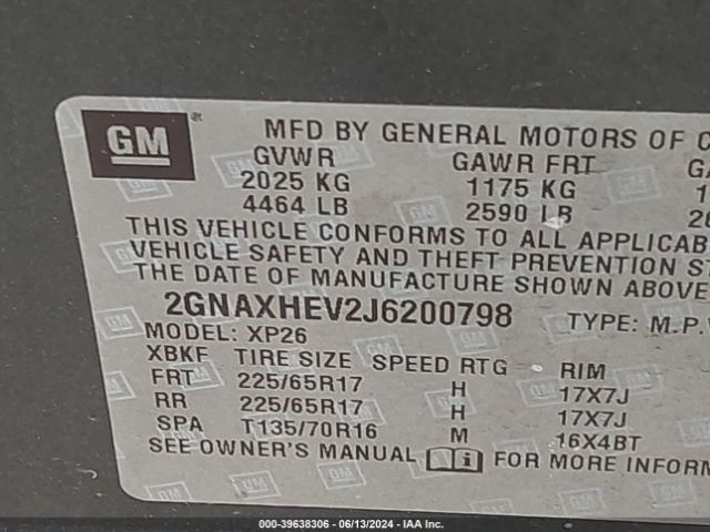 2GNAXHEV2J6200798 Chevrolet EQUINOX LS
