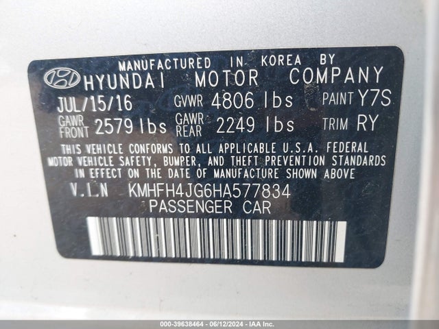 Hyundai Azera Limited 2017 KMHFH4JG6HA577834 Image 9