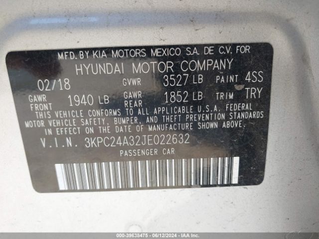 3KPC24A32JE022632 Hyundai ACCENT SE