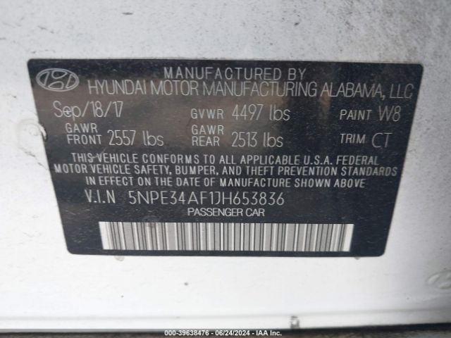 5NPE34AF1JH653836 Hyundai SONATA SEL
