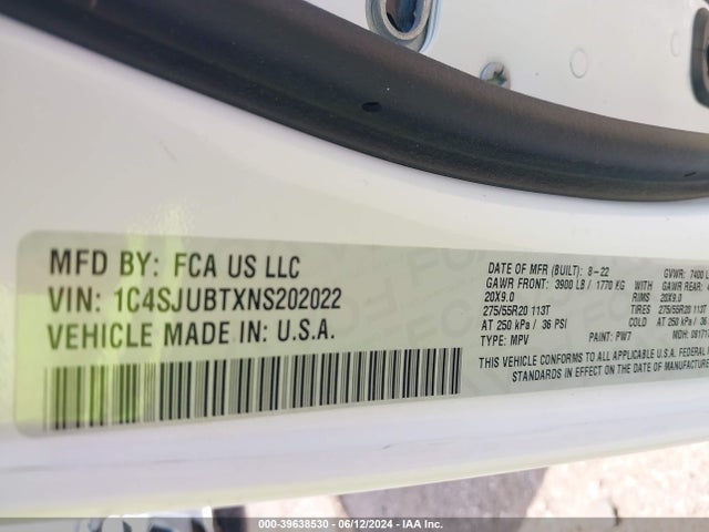 1C4SJUBTXNS202022 Jeep Wagoneer Series Ii 4x2