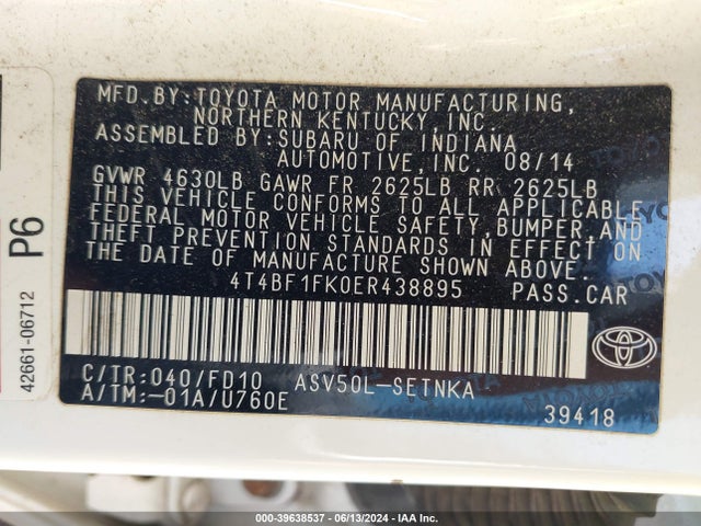 Toyota CAMRY LE 2014 4T4BF1FK0ER438895 Image 9