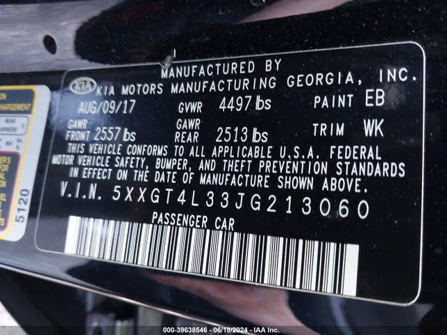 KIA Optima Lx 2018 5XXGT4L33JG213060 Image 9