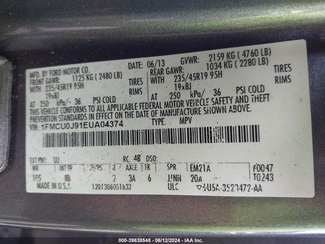 Ford Escape Titanium 2014 1FMCU0J91EUA04374 Image 9