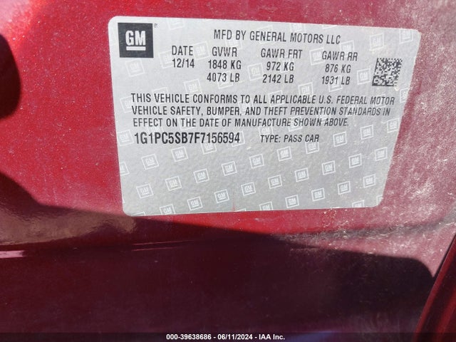 Chevrolet Cruze 1lt Auto 2015 1G1PC5SB7F7156594 Image 9