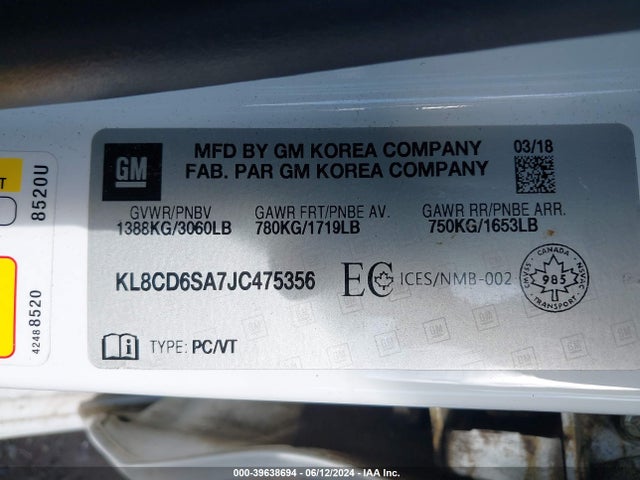 Chevrolet Spark 1lt Cvt 2018 KL8CD6SA7JC475356 Image 9