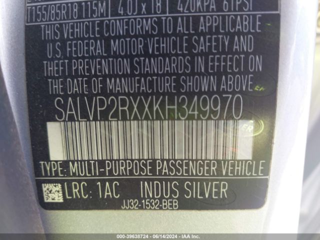 SALVP2RXXKH349970 Land Rover Range Rover Evoque Se/se Premium