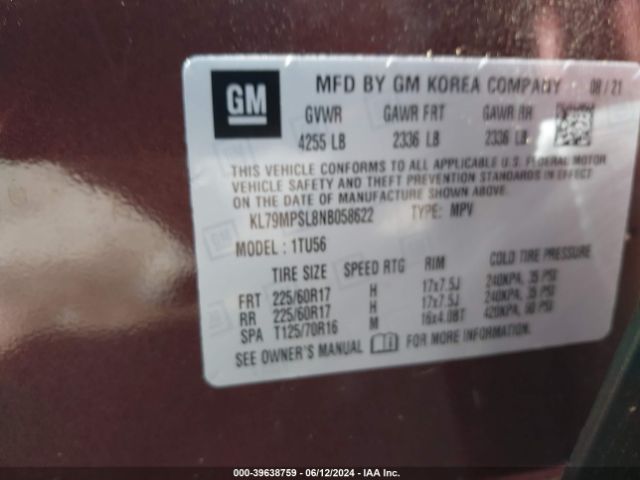 2022 CHEVROLET TRAILBLAZER KL79MPSL8NB058622 Photo 8