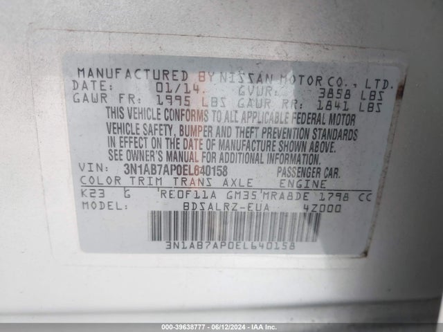 Nissan SENTRA SR 2014 3N1AB7AP0EL640158 Image 9