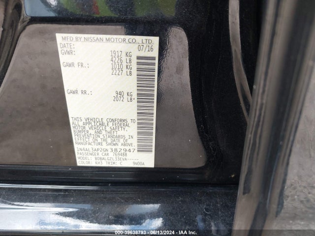 Nissan Altima 2.5 S 2016 1N4AL3AP2GN382947 Image 9