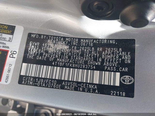 Toyota CAMRY LE 2017 4T1BF1FK8HU283754 Image 9