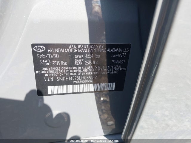 Hyundai Sonata Sel Plus 2020 5NPEJ4J28LH035189 Image 9