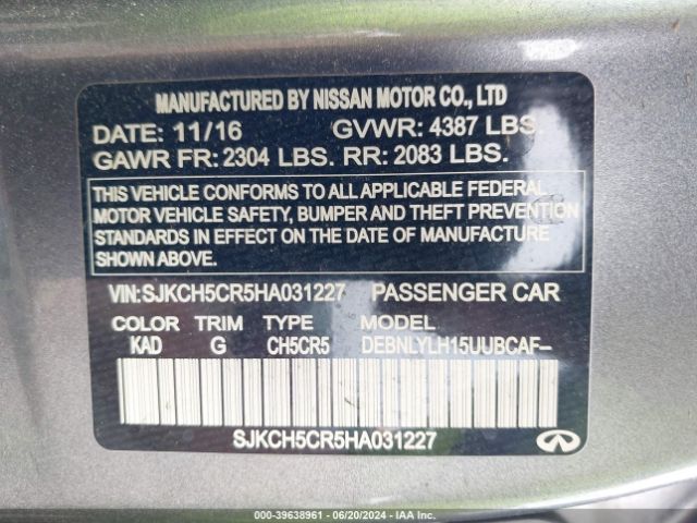 SJKCH5CR5HA031227 Infiniti Qx30 Premium