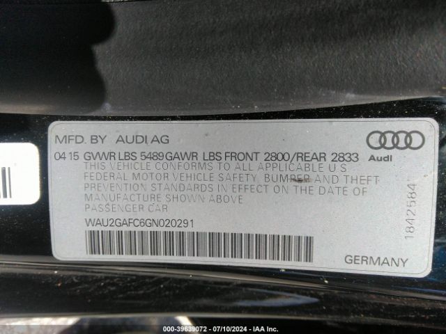 WAU2GAFC6GN020291 Audi A7 3.0t Premium Plus