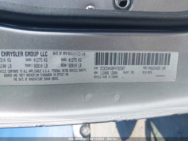 Dodge Charger Sxt 2015 2C3CDXHG8FH722367 Image 9
