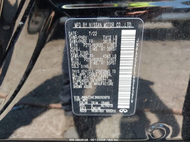 JN8AZ2AE3N9293979 Infiniti Qx80 Luxe Awd