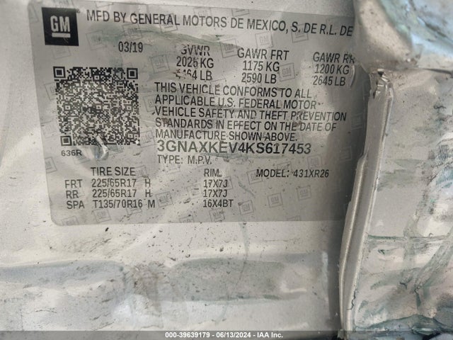 Chevrolet EQUINOX LT 2019 3GNAXKEV4KS617453 Image 9