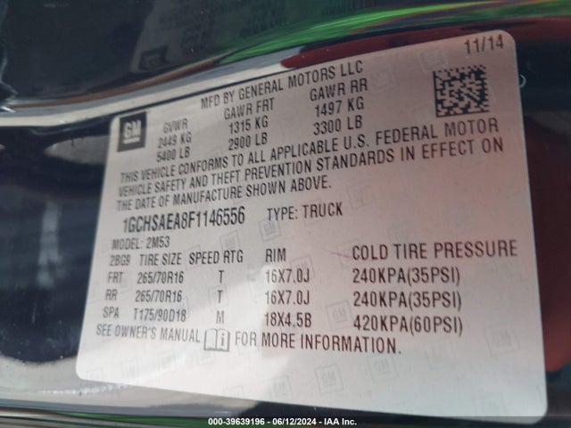 Chevrolet Colorado Wt 2015 1GCHSAEA8F1146556 Image 9