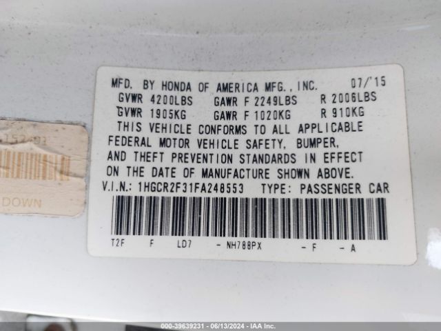 1HGCR2F31FA248553 Honda ACCORD LX