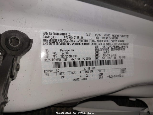 Ford FOCUS SE 2017 1FADP3FE8HL284673 Image 9