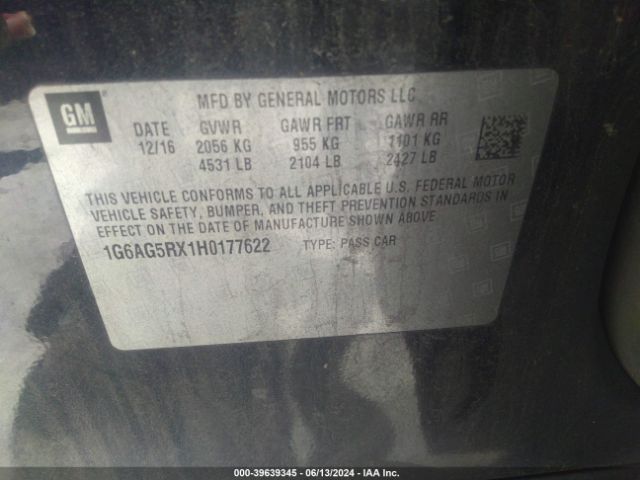 1G6AG5RX1H0177622 Cadillac Ats Standard
