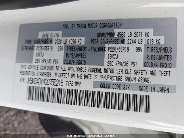 JM3KE4DY4G0765215 Mazda Cx-5 Grand Touring