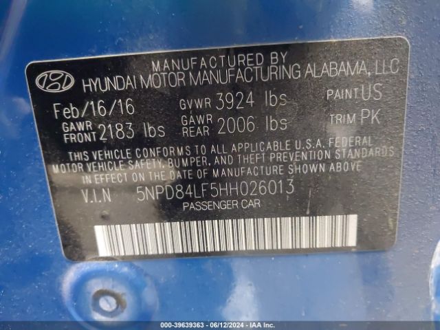 5NPD84LF5HH026013 Hyundai ELANTRA SE