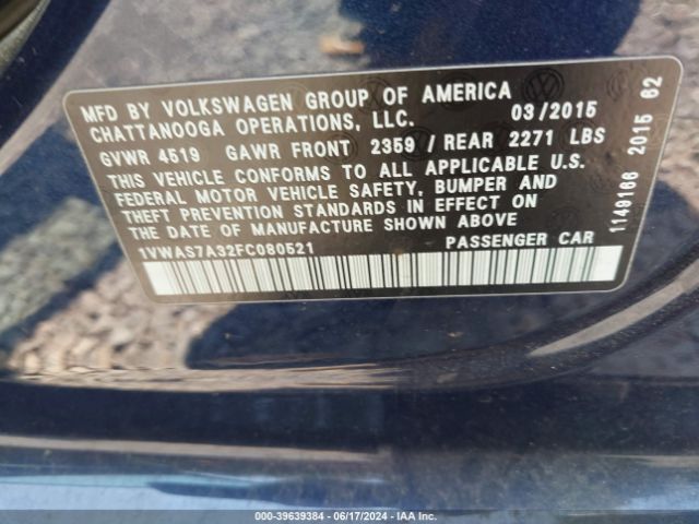 1VWAS7A32FC080521 Volkswagen Passat 1.8t Limited Edition
