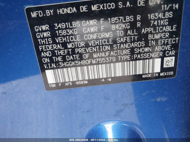3HGGK5H80FM755379 Honda Fit Ex/ex-l