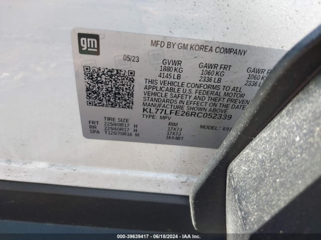 KL77LFE26RC052339 Chevrolet Trax Fwd Sp