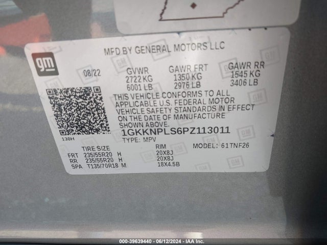 1GKKNPLS6PZ113011 GMC Acadia Fwd Denali