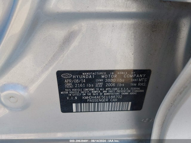 Hyundai ELANTRA SE 2014 KMHDH4AE5EU188702 Image 9