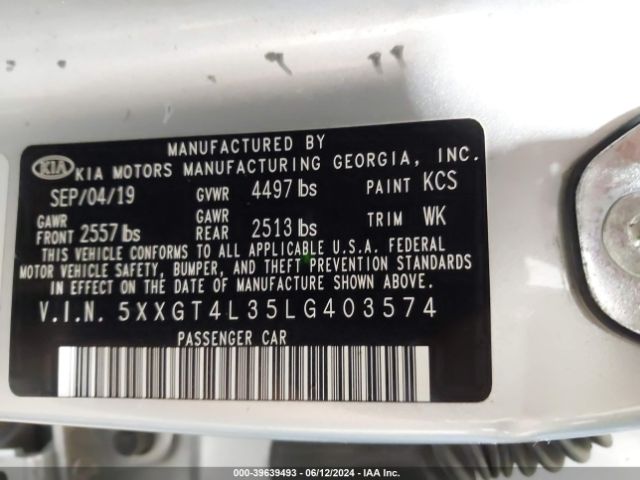 5XXGT4L35LG403574 KIA Optima Lx