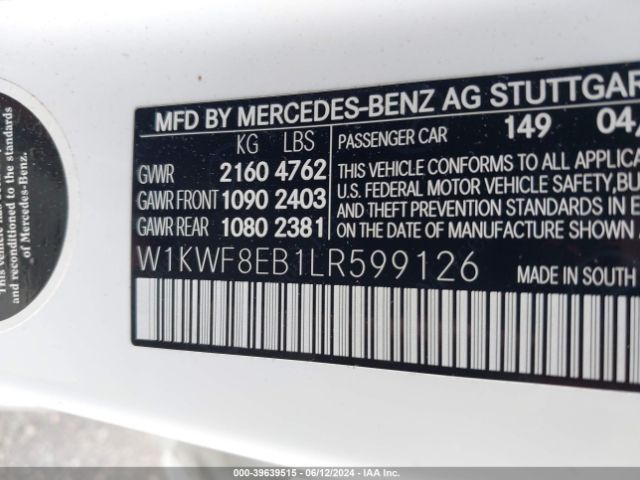W1KWF8EB1LR599126 Mercedes-Benz C 300 4matic