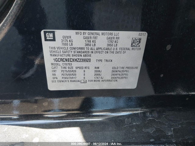 Chevrolet Silverado 1500 Wt 2017 1GCRCNECXHZ239920 Image 9