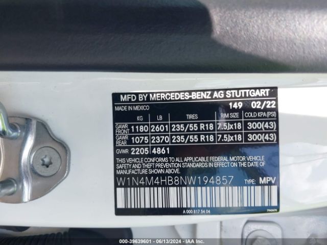 W1N4M4HB8NW194857 Mercedes-Benz Glb 250 4matic